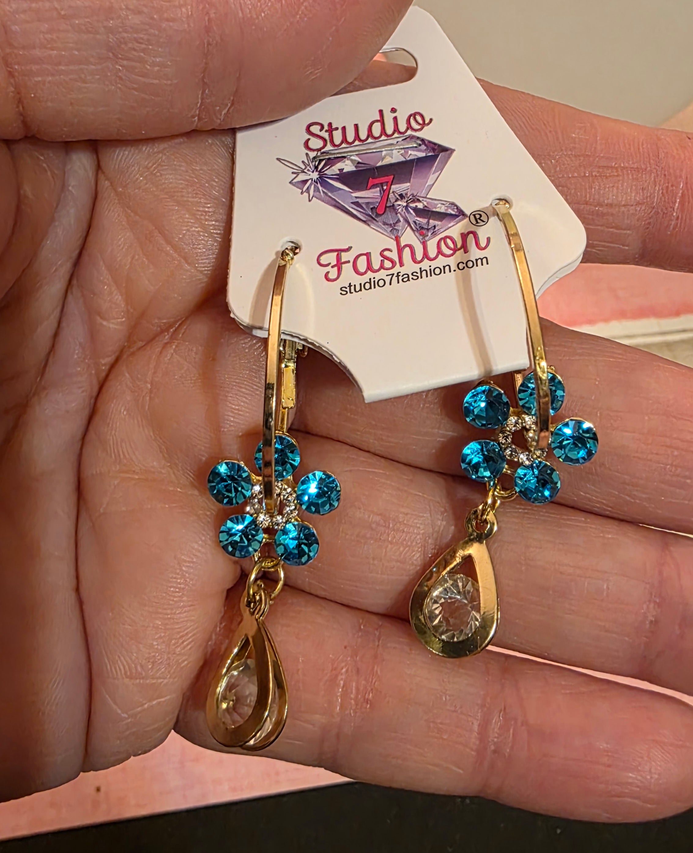Blue drop Earrings