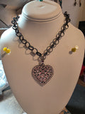 Black Rhinestone Heart