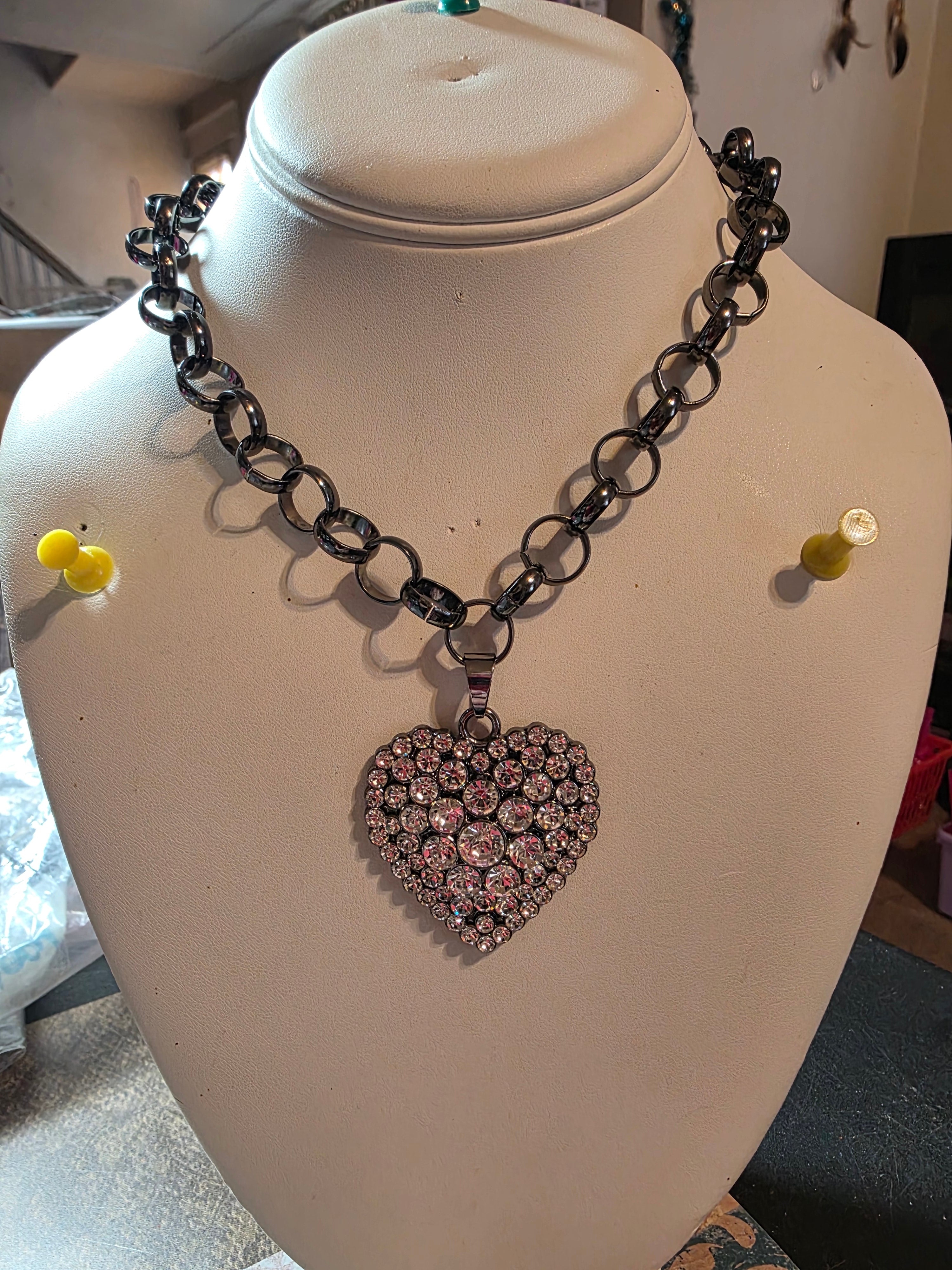 Black Rhinestone Heart