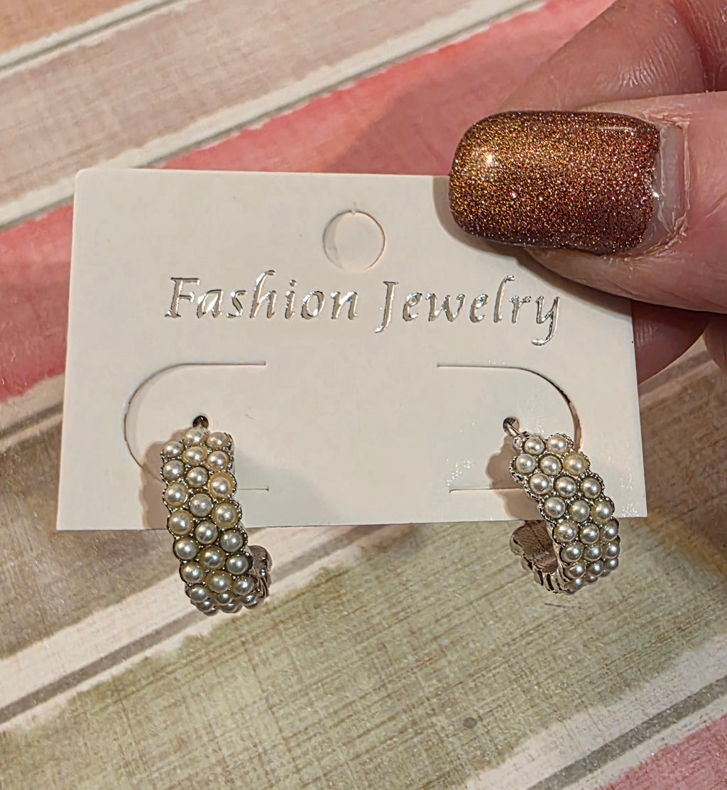 Small pearl hoops