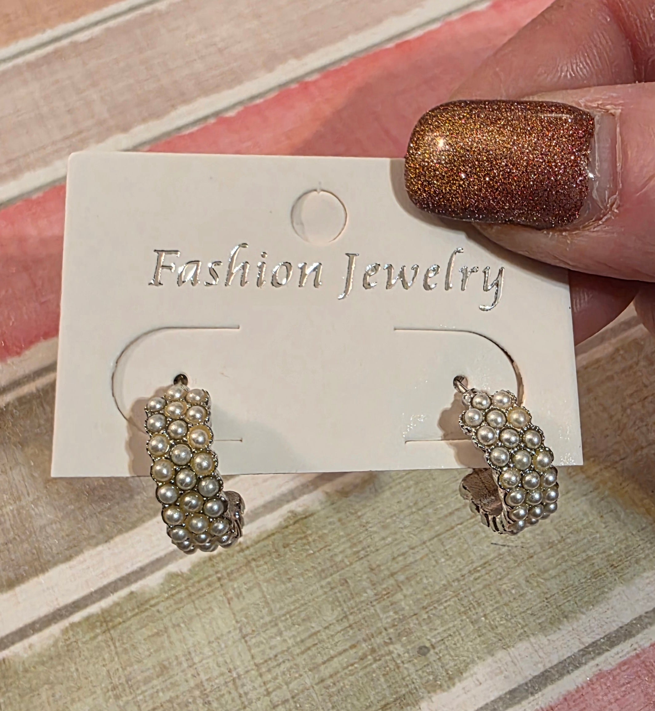 Small pearl hoops